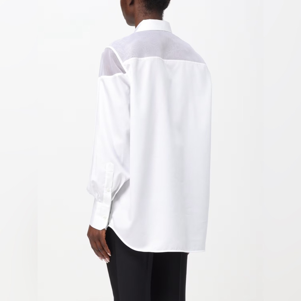 HELMUT LANG Poplin Sheer Detail Tuxedo Shirt - Picture 3 of 10